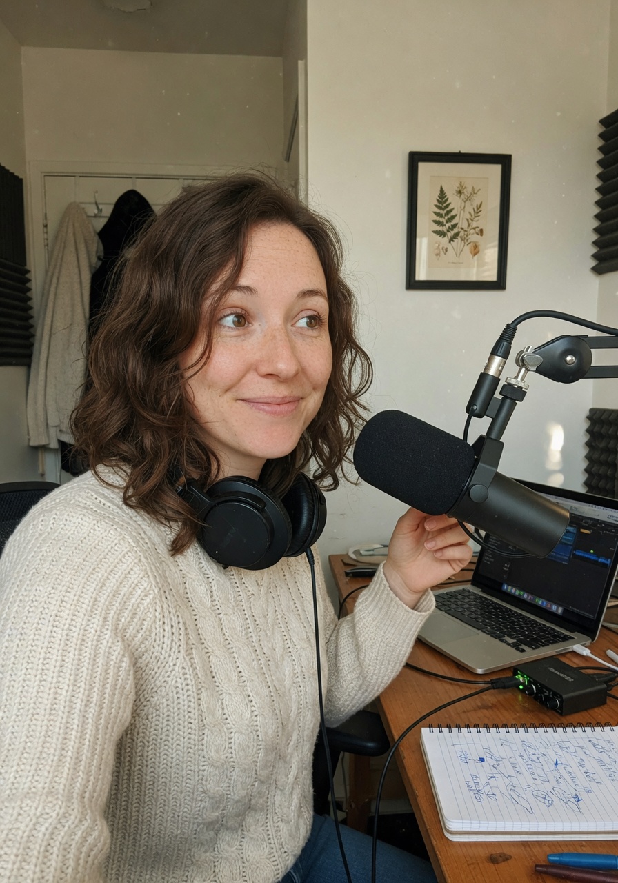 Becky at her recording desk